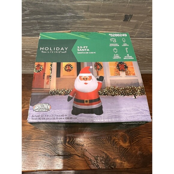 Inflatable Holiday Decor Outdoor 3.5-Ft LED Santa Waving Christmas #5286249 - Picture 2 of 3